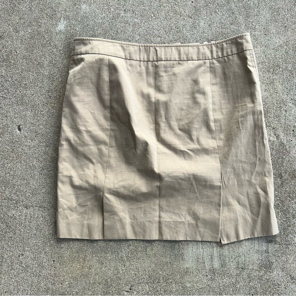 Burberry Button Front Mini Skirt Size 10 Khaki Cotton - Picture 7 of 8